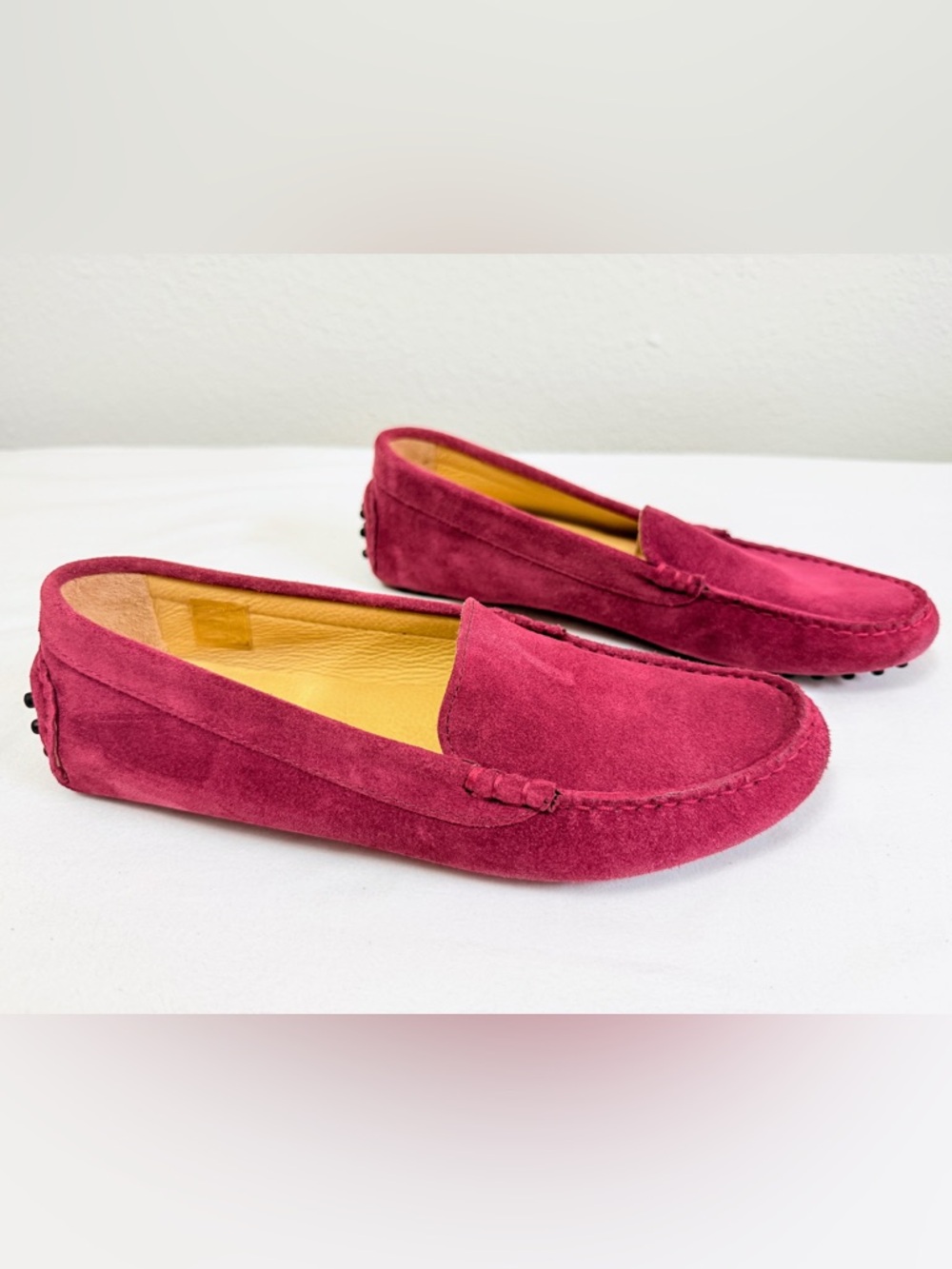M.Gemi Italian Suede Driving Loafers Pink Moccasins Women Size 8 EU 38.5